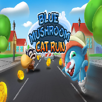 Play Blue Mushroom Cat Run Game